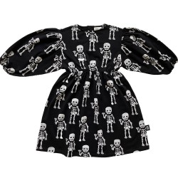 Friendly Skeleton Puffed sleeve dress - Size : (2-3) - Colour : (black)