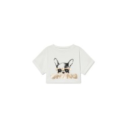 Soft Ohana Dog Crop T-shirt  White - Size : (12)