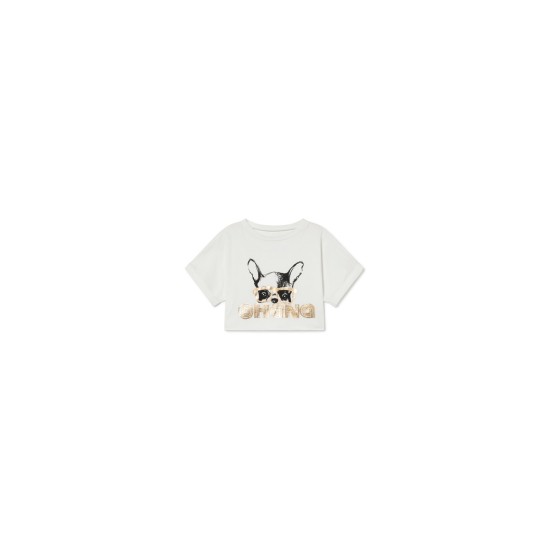 Soft Ohana Dog Crop T-shirt  White