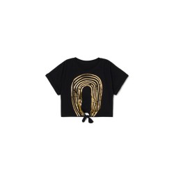 Soft Rainbow Crop T-shirt  Black - Size : (4-5)