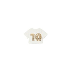 Soft 10 Crop T-shirt  White - Size : (2-3)