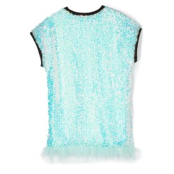Embellished Sequin Dress  Light Blue - Size : (2)