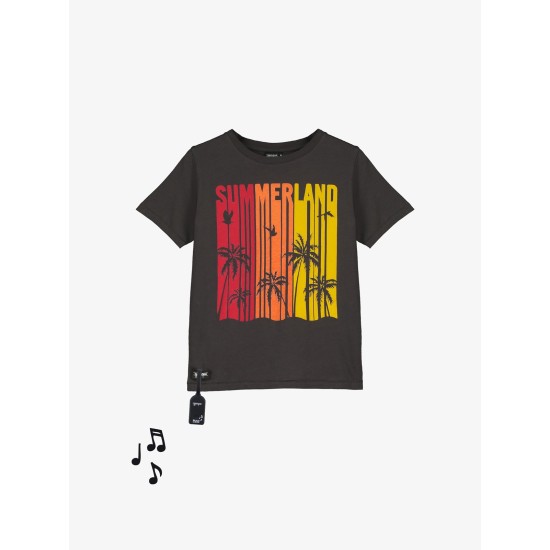 SUMMER PALMS SOUND TEE  ASPHALT