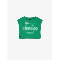 TOWEL CROP TEE GREEN - Size : (2) - Colour : (Red plush)