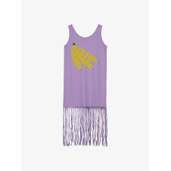 BANANAS FRINGED DRESS PURPLE - Size : (4)