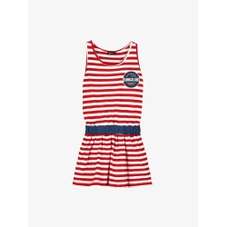 STRIPED WAIST DRESS RED STRIPES - Size : (2)