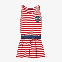 STRIPED WAIST DRESS RED STRIPES - Size : (2)