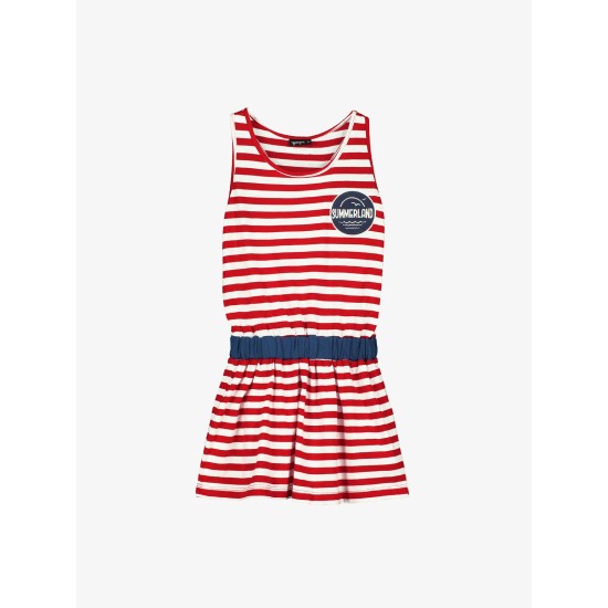STRIPED WAIST DRESS RED STRIPES