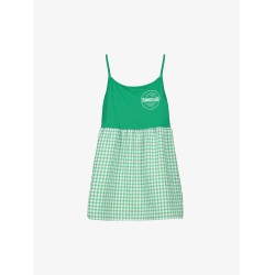 GINGHAM SHORT DRESS GREEN+WHITE - Size : (2)