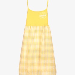 GINGHAM MIDI DRESS  YELLOW+WHITE - Size : (6)