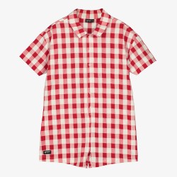 GINGHAM JUMPSUIT RED+WHITE - Size : (2)
