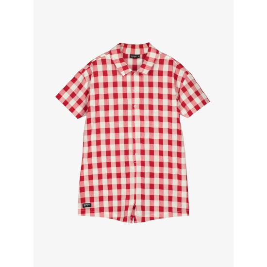 GINGHAM JUMPSUIT RED+WHITE