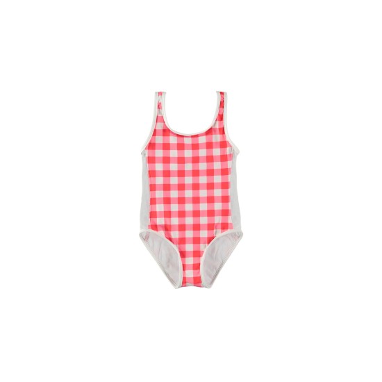 GINGHAM SPORT SWIMSUIT  RED+WHITE-سباحه ملابس