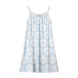 Crochet Print Beach Dress  Blue - Size : (12)