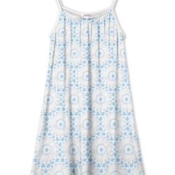 Crochet Print Beach Dress  Blue - Size : (12)