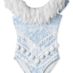 Rose Swimsuit with Petals   Blue - Size : (2)