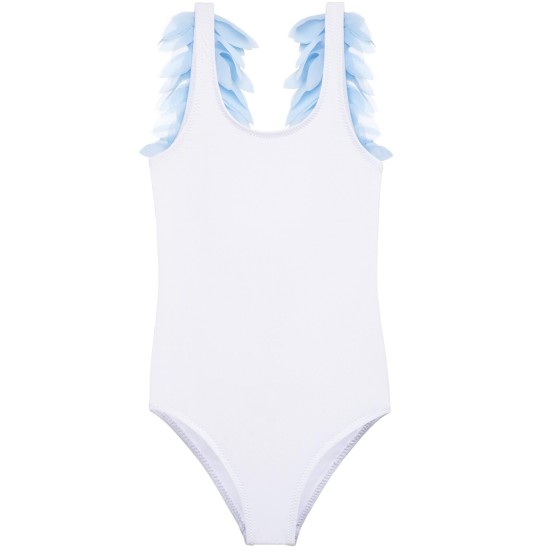 White Tank with Blue Petals- سباحه ملابس