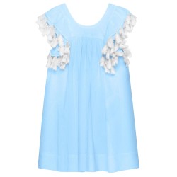 Blue Cotton Beach Dress with Tassels - Size : (2)