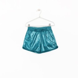 Metallic stretch shorts Blue - Size : (2)