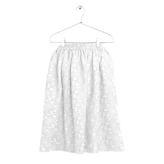 Embroidered Midi Skirt / White