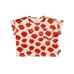 KISSES Cropped T-shirt  Sandshell - Size : (2-3)