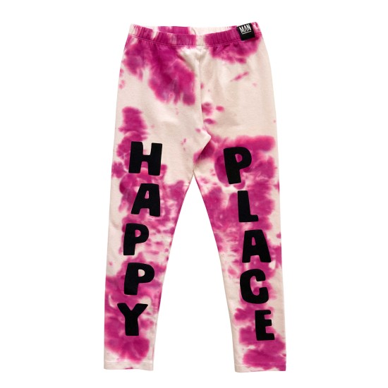 HAPPY PLACE TIE DYE Leggings  Sandshell/Shocking Pink