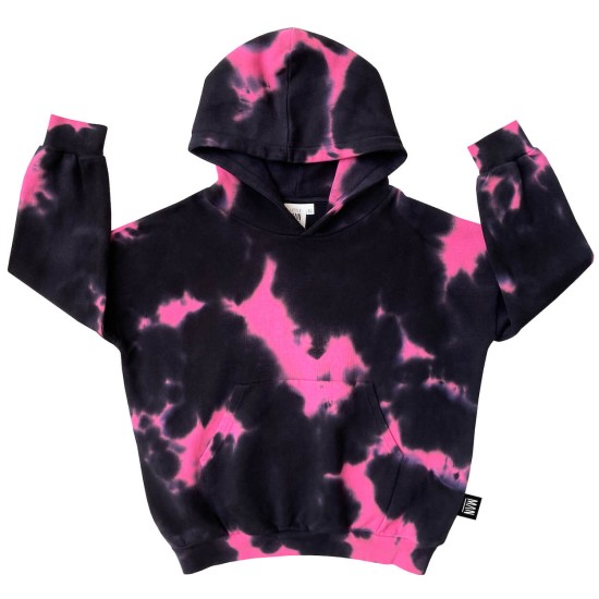 SHOCKING PINK TIE DYE Hoodie  Black