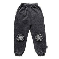 PATCHED SPIDER WEB Jogging Pants  Grey - Size : (1-2)