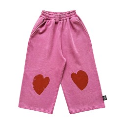 HEART Straight Leg Jogging Pants  Pink - Size : (1-2)