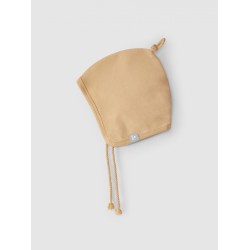 Beanie in plush with knotAlmond - Size : (3/6M)