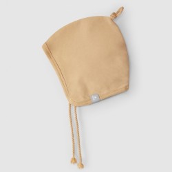 Beanie in plush with knotAlmond - Size : (3/6M)