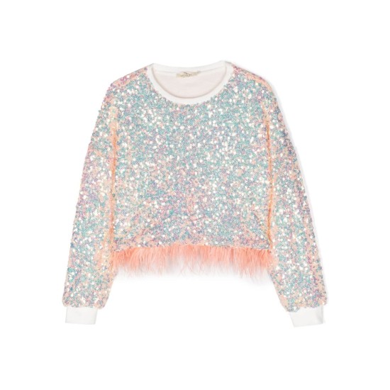 Embellished squinned sweatshirtPeach