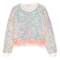Embellished squinned sweatshirtPeach - Size : (14)