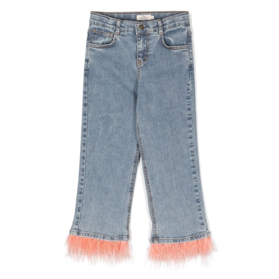 Embellished Denim trousersBlue