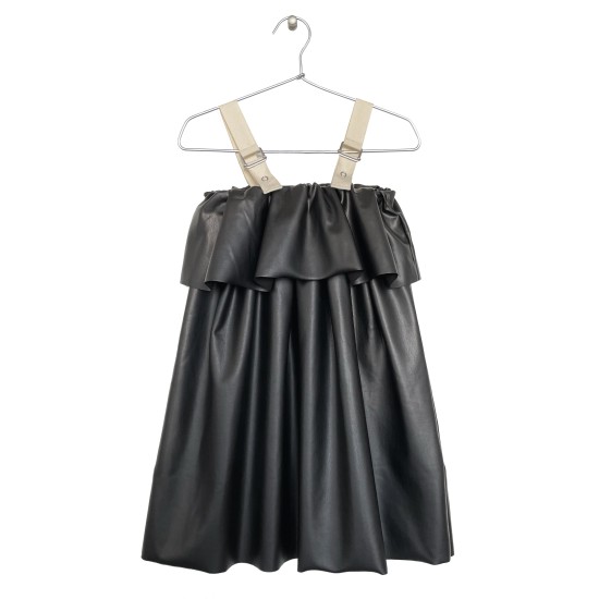 Buckle Stap Faux Leather DressBlack