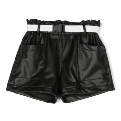 Faux Leather ShortsBlack - Size : (2)