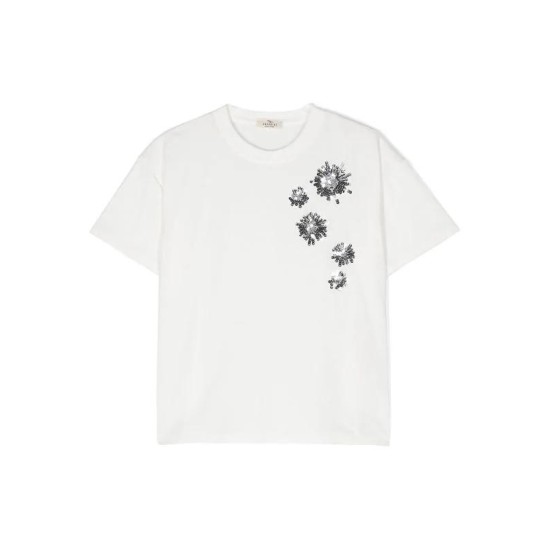 Sequin Embroidered T-shirtoff-white