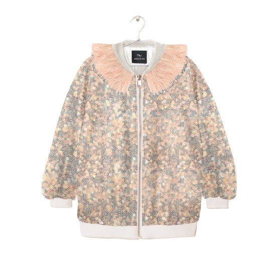 Oversized Sequin Bomber Jacket  Iridescent