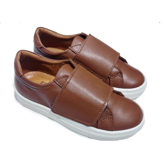 Sneaker with large strap-Cuoio