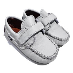 Baby Moc with strap  White ice soft nappa - Size : (20)