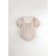 Embroidered Romper Suit w/ Yoke  Sand