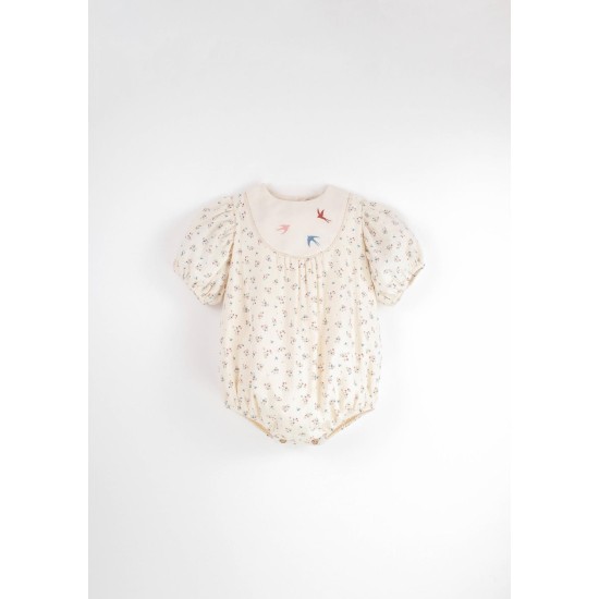 Embroidered Romper Suit w/ Yoke  Floral