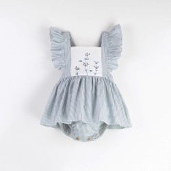 Romper Suit w/ Frill  Striped - Size : (2-3)
