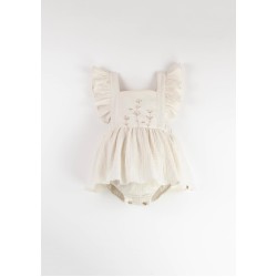Romper Suit w/ Frill  Off-white - Size : (2-3)