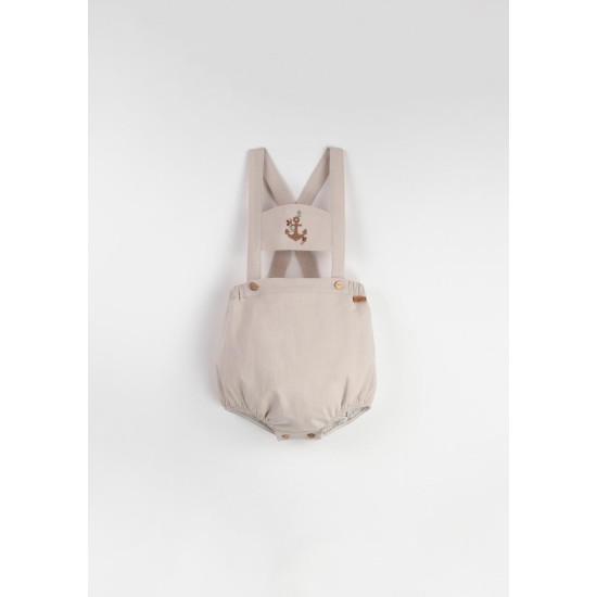 Anchor Motif Dungarees w/ Straps  Sand