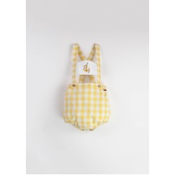 Anchor Motif Dungarees w/ Straps  Yellow Check - Size : (2-3)
