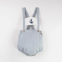 Achor Motif Dungarees w/ Straps  Striped - Size : (2-3)