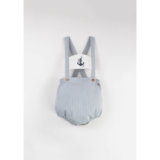 Achor Motif Dungarees w/ Straps  Striped