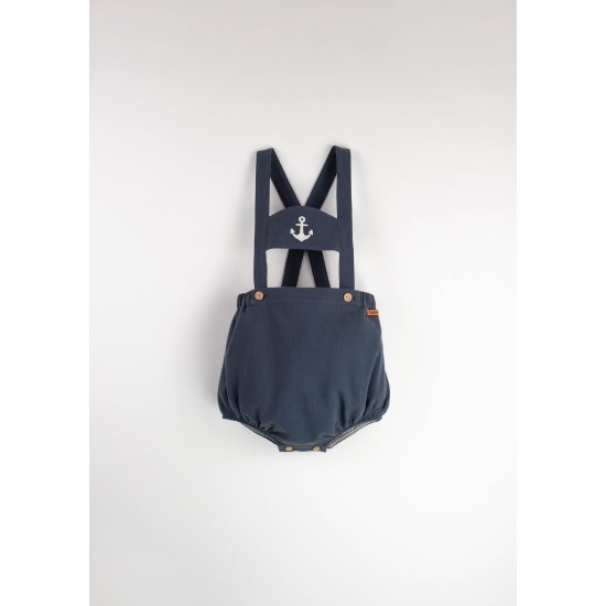 Anchor Motif Dungarees w/ Straps  Navy Blue
