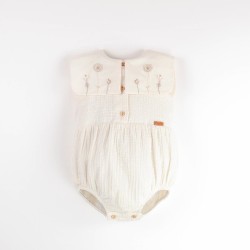 Romper Suit w/ Bib Collar  Off-White - Size : (2-3)